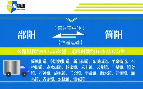 邵阳到简阳物流公司