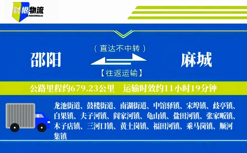 邵阳到麻城物流公司