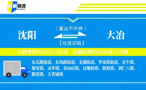 沈阳到大冶物流公司