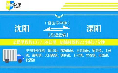 沈阳到溧阳物流公司