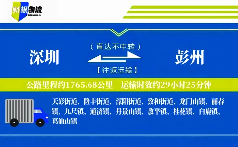 深圳到彭州物流公司