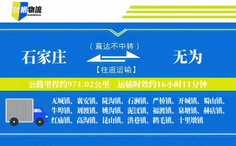 石家庄到无为物流公司