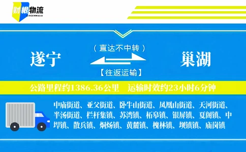 遂宁到巢湖物流公司