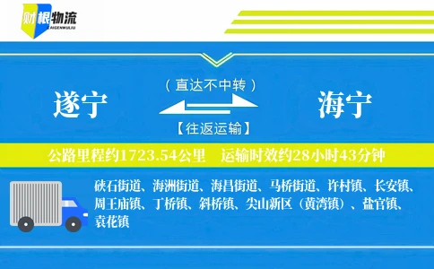 遂宁到海宁物流公司
