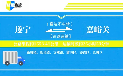 遂宁到嘉峪关物流公司