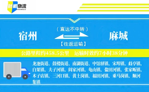 宿州到麻城物流公司