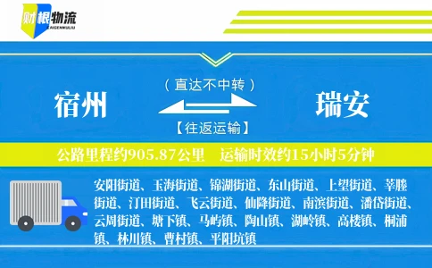 宿州到瑞安物流公司