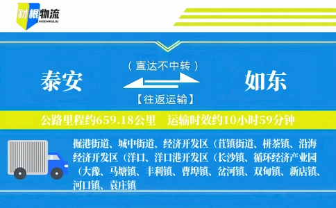 泰安到如东物流公司