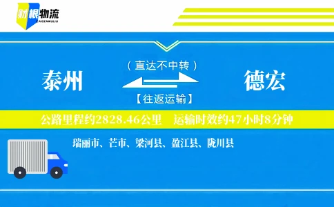 泰州到德宏物流公司