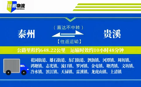 泰州到贵溪物流公司