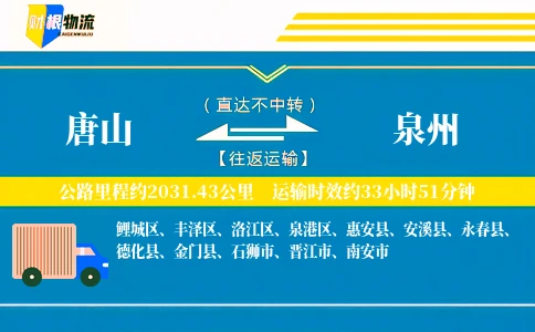 唐山到泉州物流公司