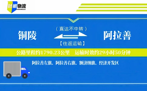 铜陵到阿拉善物流公司