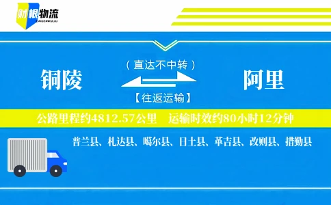 铜陵到阿里物流公司