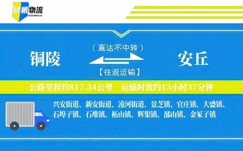 铜陵到安丘物流公司