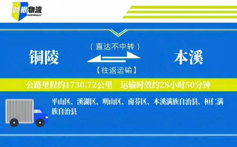 铜陵到本溪物流公司