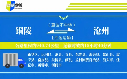 铜陵到沧州物流公司