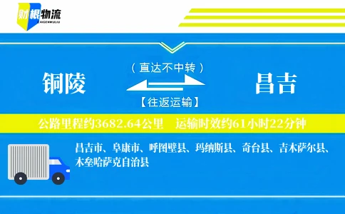 铜陵到昌吉物流公司