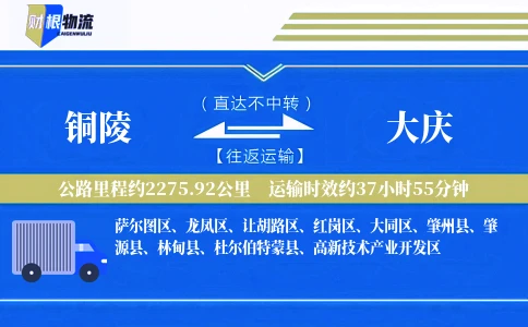 铜陵到大庆物流公司