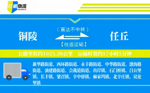 铜陵到任丘物流公司