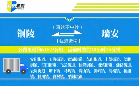 铜陵到瑞安物流公司