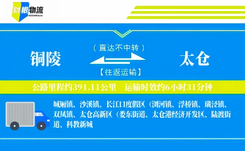铜陵到太仓物流公司