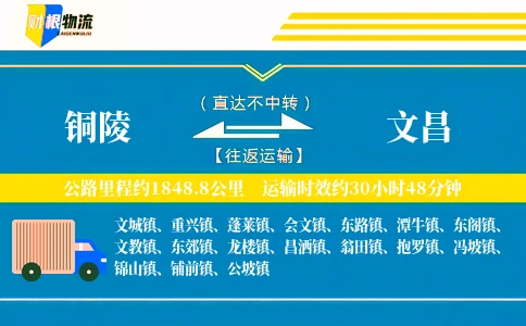 铜陵到文昌物流公司