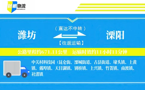 潍坊到溧阳物流公司