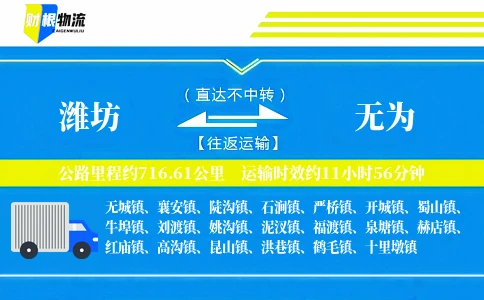 潍坊到无为物流公司