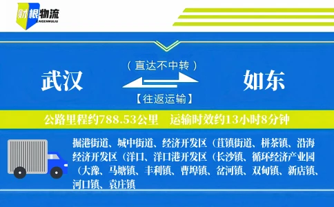 武汉到如东物流公司