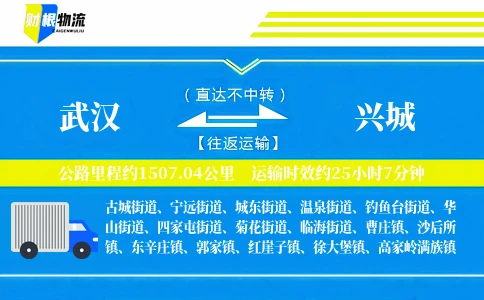 武汉到兴城物流公司