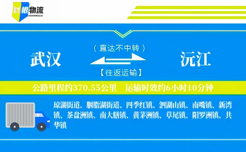 武汉到沅江物流公司