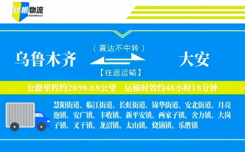 乌鲁木齐到大安物流公司