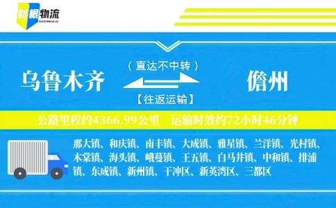 乌鲁木齐到儋州物流公司