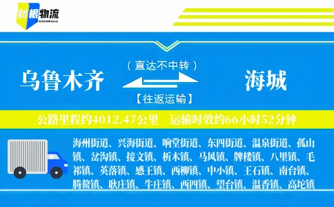 乌鲁木齐到海城物流公司