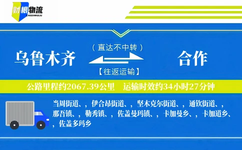 乌鲁木齐到合作物流公司