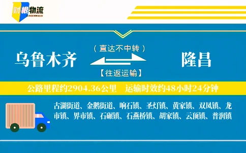 乌鲁木齐到隆昌物流公司
