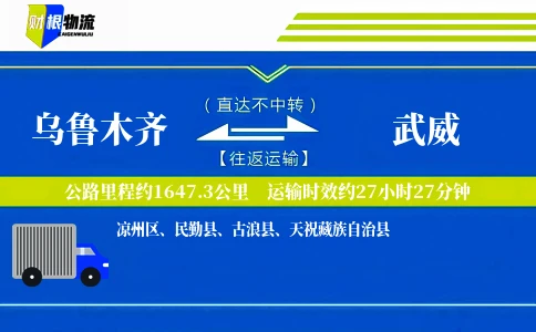 乌鲁木齐到武威物流公司
