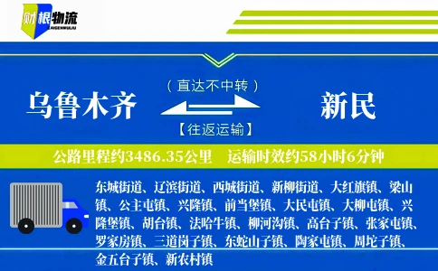 乌鲁木齐到新民物流公司