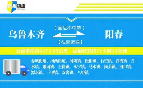 乌鲁木齐到阳春物流公司