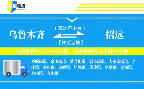 乌鲁木齐到招远物流公司