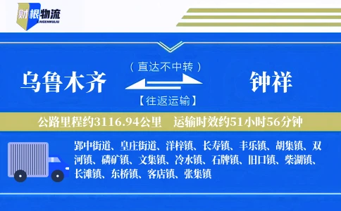 乌鲁木齐到钟祥物流公司