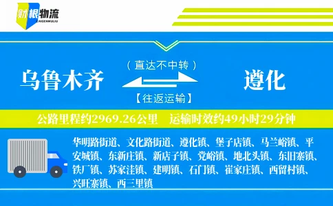 乌鲁木齐到遵化物流公司