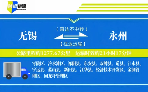 无锡到永州物流公司