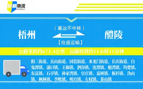 梧州到醴陵物流公司