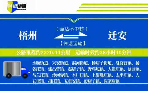 梧州到迁安物流公司