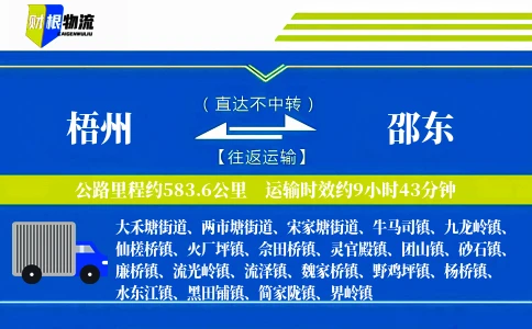 梧州到邵东物流公司
