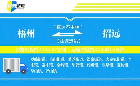 梧州到招远物流公司