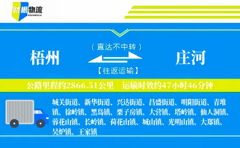 梧州到庄河物流公司