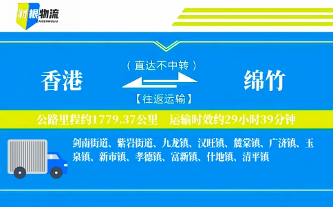 香港到绵竹物流公司