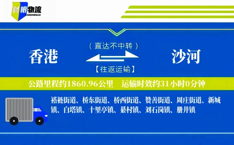 香港到沙河物流公司